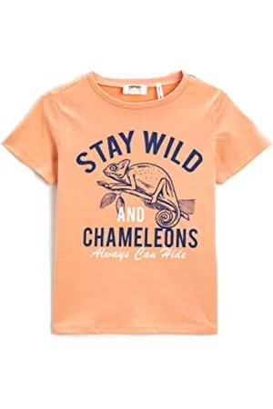Koton Jungen Kurzärmeliges Slogan-Aufdruck T-Shirt, Somon (992), 6-7 Jahre