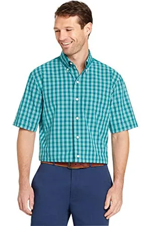 Arrow USA 1851 Herren Hamilton Poplins Kurzarmhemd mit Knopfleiste Hemd mit Button-Down-Kragen, Quetzel Grün, Klein