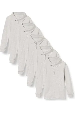 Amazon Mädchen Langärmelige Interlock-Poloshirts, 5er-Pack, , 6-7 Jahre