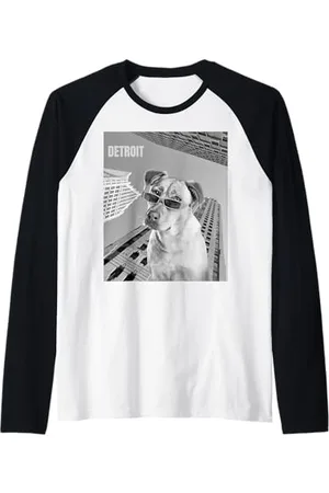 Detroit Original Apparel Detroit Cool Dog in Sonnenbrille Urban Pup & Weiß Raglan