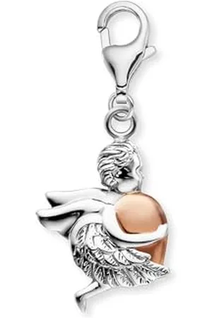 Engelsrufer Damen Charm Anhänger Engel mit Herzflügel Symbol Bicolor aus Sterling Silber - Karabinerverschluss - nickelfrei