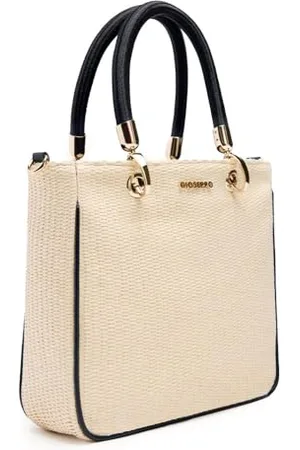 Gioseppo VEAZIE Damen Tote Bag Bag | Bast mit schwarzem Rand und Bast in Naturton | Sommerstrand | Reißverschluss und Innentasche | Böhmische Tasche für den Alltag und Reisen, , M