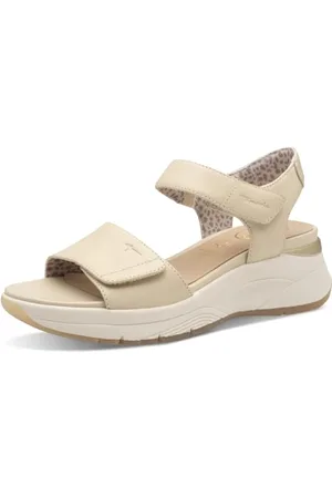 Tamaris Comfort Damen Sandalen flach aus Leder mit Klettverschluss, , 42 EU