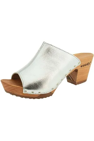 Woody Damen Elly Clog Pantolette, Silver, 38 EU