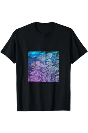 Mandala Blau/Violette Magnolie Aquarell Boho Bohemian T-Shirt
