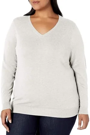 Amazon Damen Leichter, Langärmeliger Pullover Mit V-Ausschnitt, Klassischer Schnitt (Erhältlich In Übergröße), , M