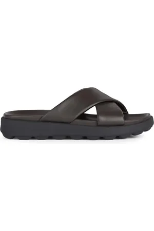 Geox U SPHERICA EC6 B Slide Sandal, Dark Brown, 40 EU