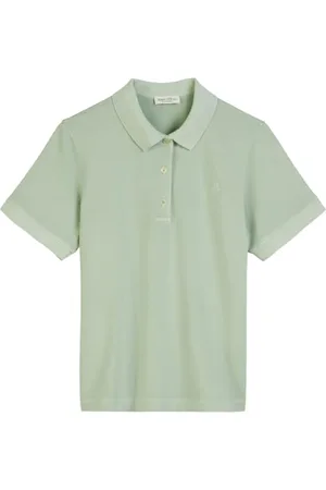 Marc O’ Polo Marc OߴPolo Damen Kurzarm-Poloshirt mit Stretch-Anteil Regular Fit, Grün (Dusty Mint), M