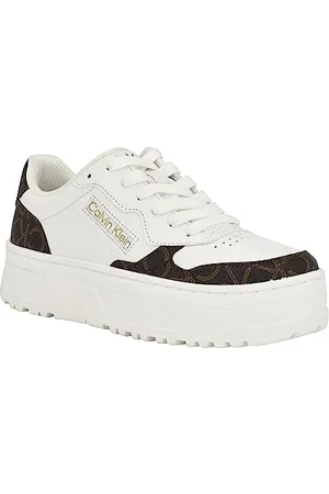 Calvin Klein Damen Karyne Sneaker, Weiß/Braun 146, 36.5 EU