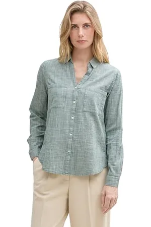 TOM TAILOR Damen 1035247 Bluse mit Brusttaschen aus Baumwolle, 30024-Explorer Green, 44