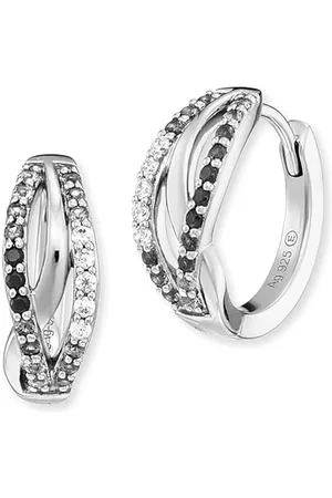 Engelsrufer Damen Yin Yang Infinity Creolen aus Sterling Silber - besetzt mit 44 weißen bis schwarzen Zirkonia Steinen - Clipverschluss - nickelfrei