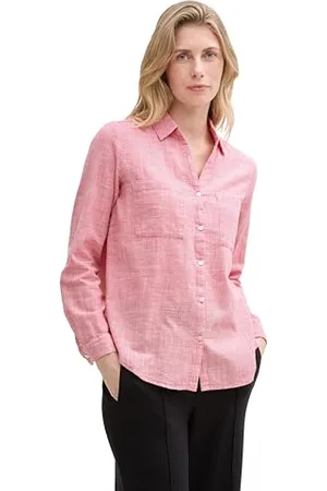 TOM TAILOR Damen 1035247 Bluse mit Brusttaschen aus Baumwolle, 11016-Berry Red, 44