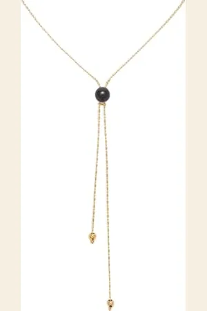 UNO de 50 | langer Anhänger | mit verstellbarer Kette und schwarzem Muranoglas | 18 Karat vergoldet | handgefertigter Schmuck | Hergestellt in Spanien, talla unica, Muranoglas, Kein Edelstein