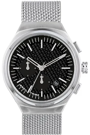 Breil Uhr Herren Spin Off Ziffernblatt SCHWARZ Bewegung Chrono Quartz e MESH Stahl Silber EW0531