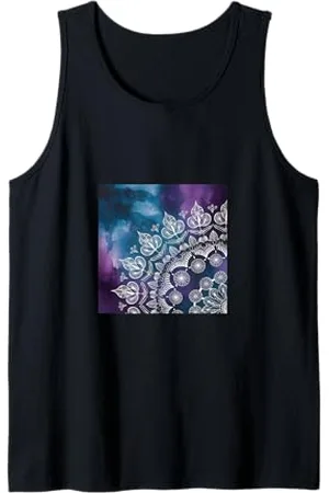 Mandala Blau/Violette Magnolie Aquarell Boho Bohemian Tank Top