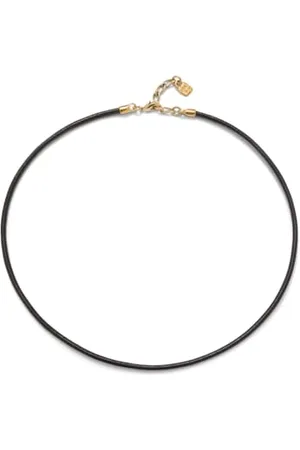 UNO de 50 | Anhänger | Halskette | aus schwarzem Leder | Fornitura vergoldet mit 18 K | handgefertigter Schmuck | Hergestellt in Spanien, Einheitsgröße, , Kein Edelstein