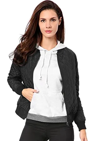 Allegra K Damen Langarm Diamond Gesteppte Jacke Reißverschluss Bomberjacke Casual Jacke XL