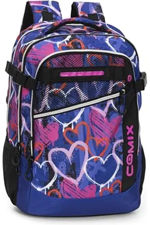 COMIX WBS Rucksack für Mittelschule, Grundschule und Oberschule, 2 Hauptfächer, 2 Fronttaschen, gepolsterter Rücken, gepolsterte und verstellbare Schultergurte, gepolsterter Tragegriff, 32 x 44,5 x 20