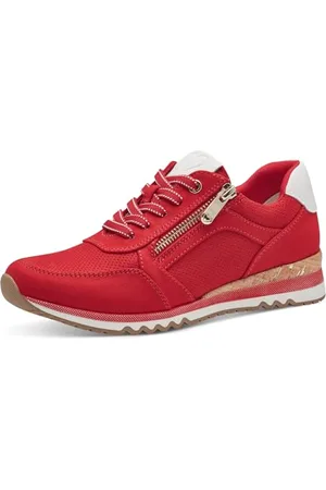 Marco Tozzi Damen Sneaker flach mit Reißverschluss Vegan, Rot , 38 EU