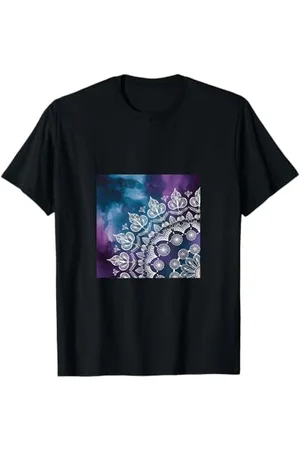 Mandala Blau/Violette Magnolie Aquarell Boho Bohemian T-Shirt