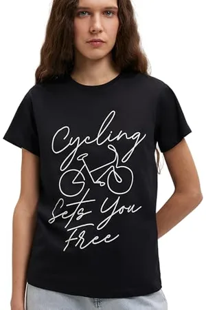 Mavi Damen Cycling Tee T-Shirt, Black, M