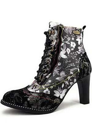 LAURA VITA Damenschuhe Stiefeletten Schnürer Schwarz Elegant, Schuhgröße:37 EU