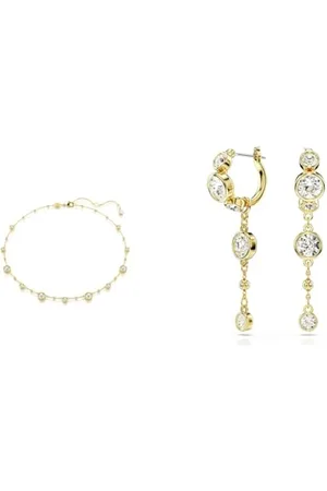 Swarovski Constella Halskette & Ohrringe, Rundschliff, Weiß, Roségold-ton plattiert