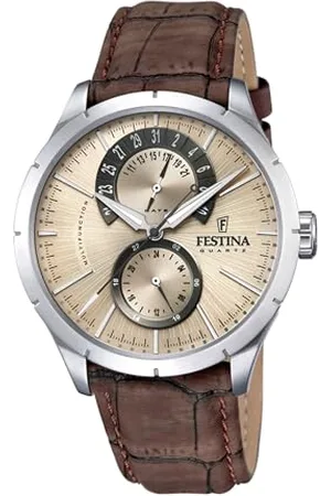 Festina Herren Analog Quarz Uhr mit Leder Armband F16573/9