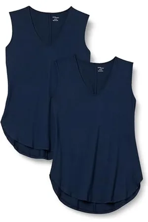 Amazon Damen Tank-Top aus Jersey mit V-Ausschnitt, Reguläre Passform (Früher Daily Ritual), 2er-Pack, , L