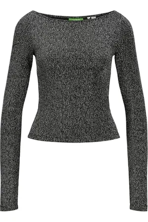 JJXX Damen Jxsigga STR Glitter Boatneck Ls Top JRS Langarmshirt, , Large