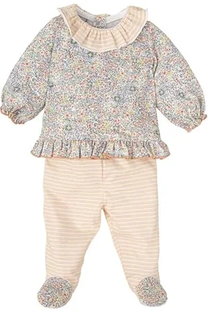 BABIDU Uni Baby Conjunto para Bebé Niña Con Camiseta Manga Larga Estampada de Flores Y Volante Set, , 3 Meses