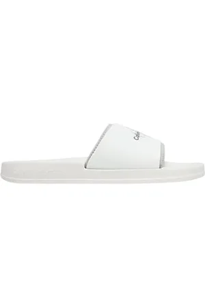 Calvin Klein Herren Rubber Neoprene MONOLOGO YM0YM00361 Slides, White (Bright White/Oyster Mushroom), 42 EU
