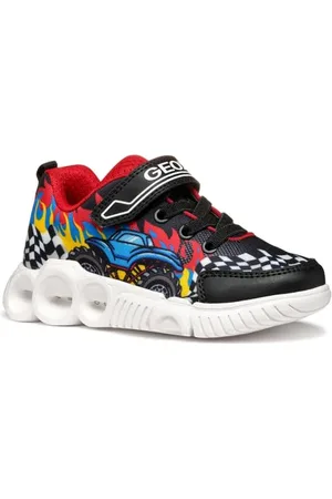 Geox J WROOM Boy D Sneaker, Black/Red, 32 EU
