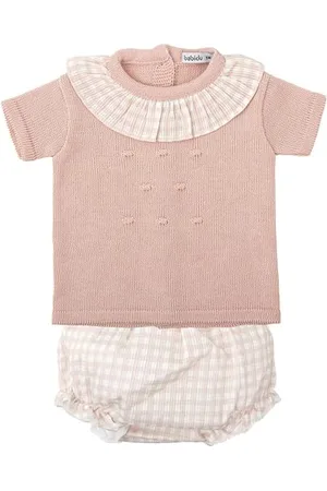 BABIDU Uni Baby Conjunto para Bebé Y Niña Con Ranita Punto Calado Y Camiseta de Manga Corta Set, , 3 Meses