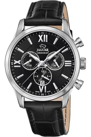 Jaguar Uhr Für Herren J884/4 Acamar Silber Edelstahl Case SchwarzLeder Band