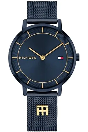 Tommy Hilfiger Zwei-Zeiger-Quarzwerk-Uhr für Damen mit Marinblaues Edelstahl-Mesh-Gliederarmband - 1782740