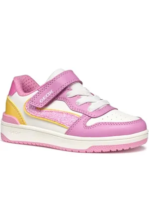 Geox J WASHIBA Girl A Sneaker, Dk Pink/Yellow, 36 EU