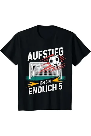 ARTIPALATI Kinder 5. Geburtstag Junge Fußball 5 Jahre Spruch T-Shirt