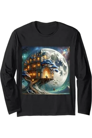Steampunk Cool Vintage Creations Fantasy Boy Moon Bibliothek Langarmshirt