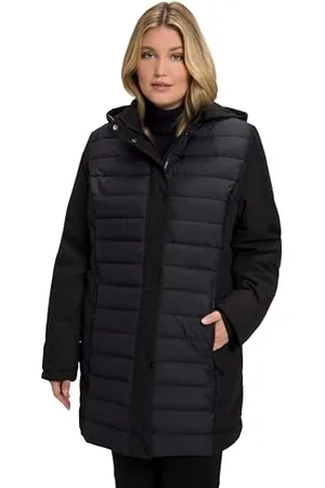 Ulla Popken Damen, große Größen, Hybrid-Jacke, wasserabweisend, Stepp/Softshell, Kapuze