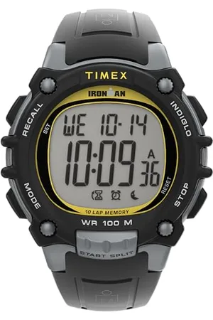 Timex Ironman Essential Herren-Armbanduhr, 44 mm, schwarzes Polyurethan-Armband, digitales Ziffernblatt, graues Gehäuse TW5M64600