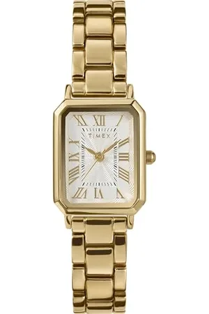 Timex Trend Damen-Armbanduhr, 21 mm, Armband aus goldfarbener Legierung, weißes Ziffernblatt, goldfarbenes Gehäuse TW2Y01200