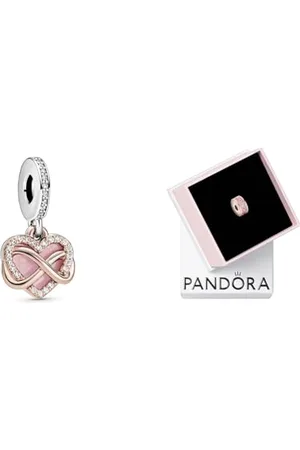 PANDORA ROSE Charm Anhänger Herz Funkelndes Unendlichkeitsherz 788878C01 Rosafarbener Pavé Clip in 14 Karat rosévergoldeter Metalllegierung mit Cubic Zirkonia Moments Collection