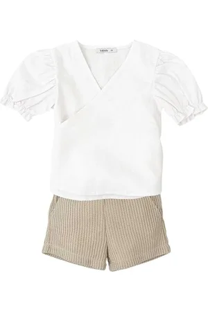 BABIDU Uni Baby Conjunto para Bebé Y Niña Con Camiseta de Manga Corta Cruzada Y Volantes Set, , 24 Monate
