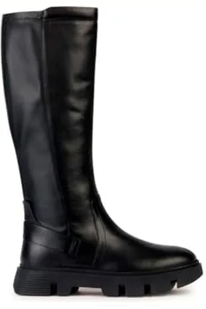 Geox D VILDE Knee High Boot, Black, 38 EU