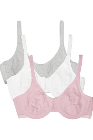 Fruit Of The Loom Damen Unlined Underwire Bra-Cotton & Spandex Blend for Natural Shape and Flexibility T-Shirt-BH, Undurchsichtige, , 80DD (3er Pack)