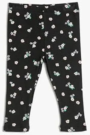 Koton Babygirl Leggings Flower Printed Bowtie Detail Ribbed Cotton