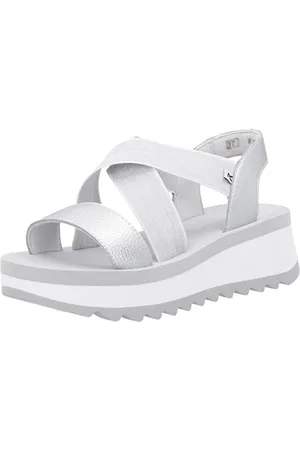 Rieker Damen W3053 Keilsandaletten, Silber/Platin, 41 EU