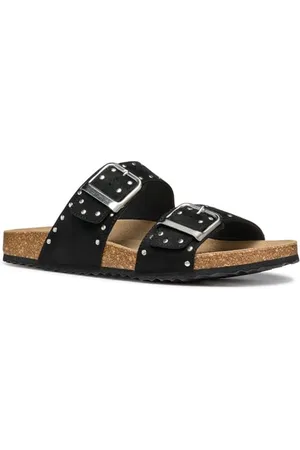 Geox Damen D BRIONIA R I Flat Sandal, Black, 37 EU
