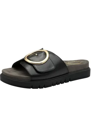 Tamaris Comfort Damen Pantoletten aus Leder Elegant, Schwarz , 36 EU